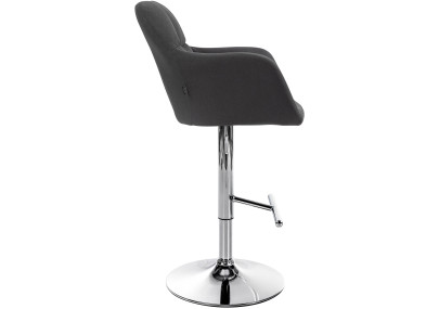 Tabouret de bar Natoma, tissu, chrome, noir