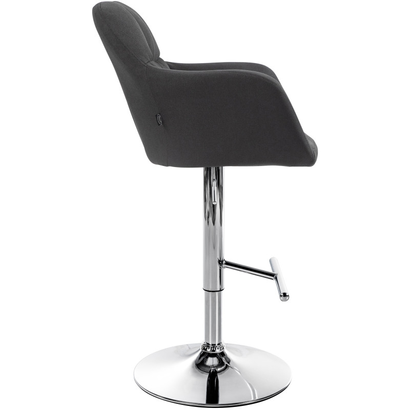 Tabouret de bar Natoma, tissu, chrome, noir