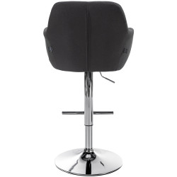 Tabouret de bar Natoma, tissu, chrome, noir