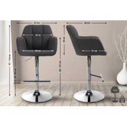 Tabouret de bar Natoma, tissu, chrome, noir