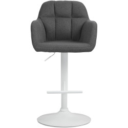Tabouret de bar Natoma, tissu blanc gris foncé