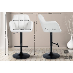Tabouret de bar Natoma, similicuir, noir et blanc