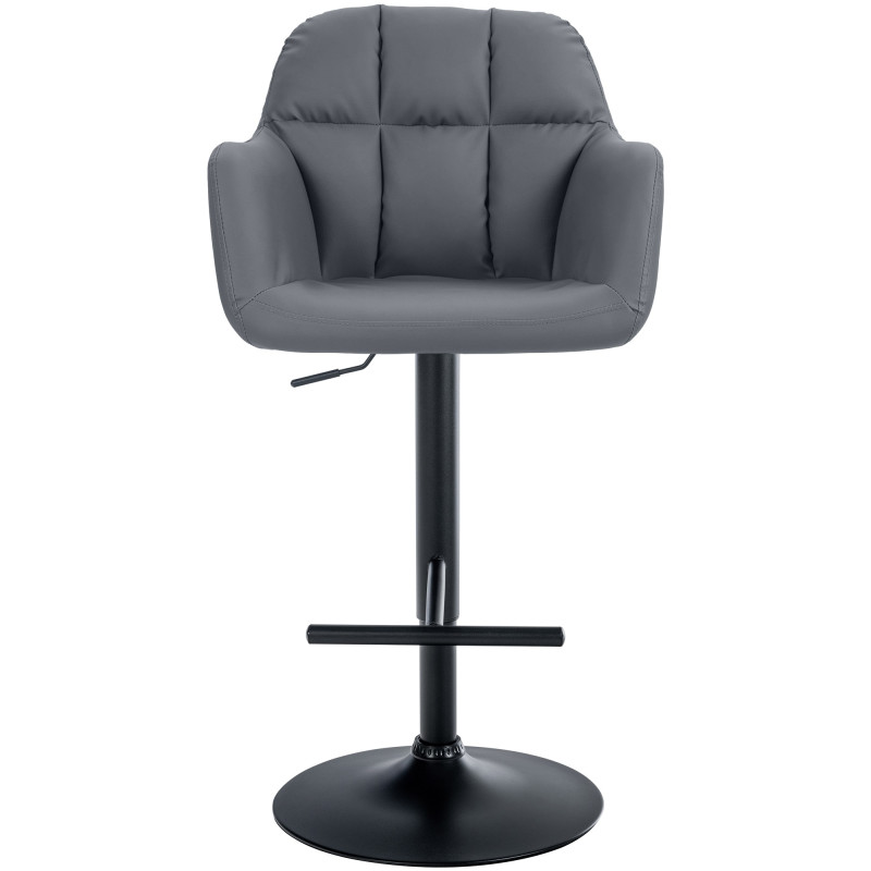 Tabouret de bar Natoma, similicuir, noir gris