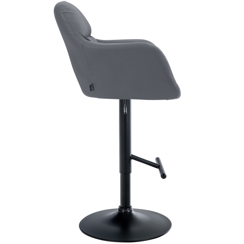 Tabouret de bar Natoma, similicuir, noir gris