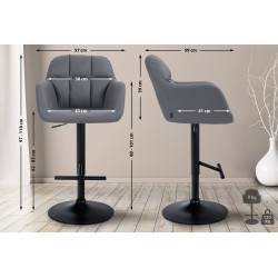 Tabouret de bar Natoma, similicuir, noir gris