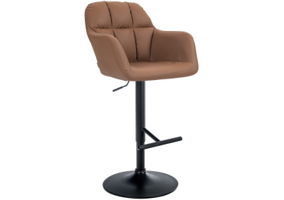 Tabouret de bar Natoma, similicuir, noir/marron clair