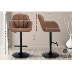 Tabouret de bar Natoma, similicuir, noir/marron clair