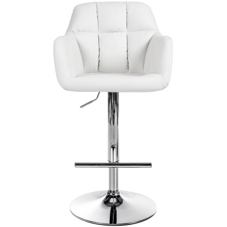 Tabouret de bar Natoma, similicuir, chrome, blanc