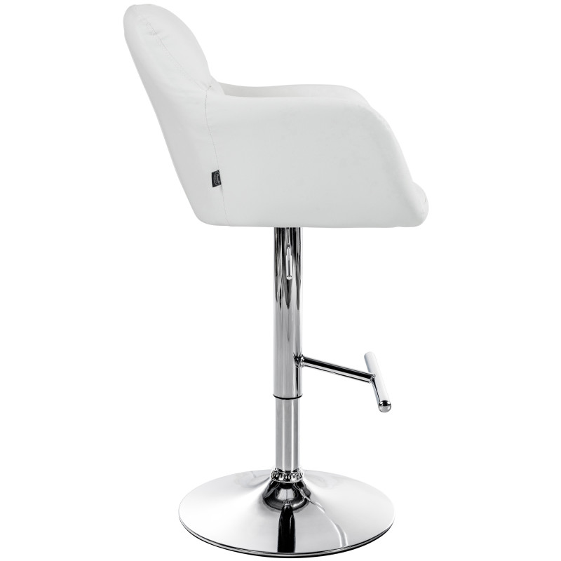 Tabouret de bar Natoma, similicuir, chrome, blanc