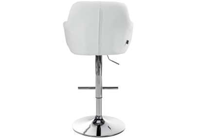 Taburete de bar Natoma, piel sintética, cromado, blanco