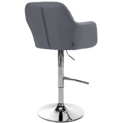 Tabouret de bar Natoma, similicuir, gris chromé