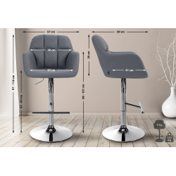 Tabouret de bar Natoma, similicuir, chromé gris