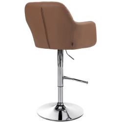 Tabouret de bar Natoma, similicuir, chromé, marron clair