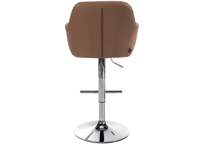 Tabouret de bar Natoma, similicuir, chromé, marron clair