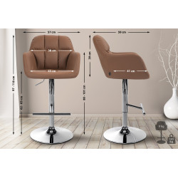 Taburete de bar Natoma, polipiel, cromado, marrón claro