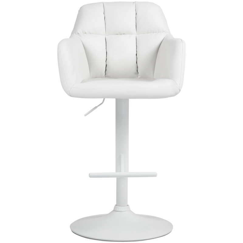 Tabouret de bar Natoma, similicuir, blanc blanc
