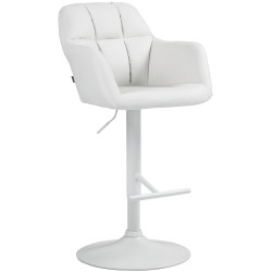 Tabouret de bar Natoma, similicuir, blanc blanc