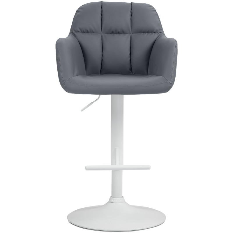 Tabouret de bar Natoma en similicuir blanc et gris