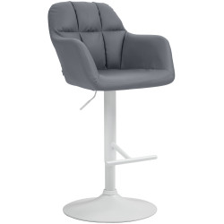 Tabouret de bar Natoma, similicuir, blanc gris