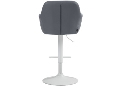 Taburete de bar Natoma, piel sintética, blanco/gris