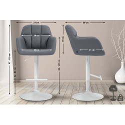 Tabouret de bar Natoma en similicuir blanc et gris