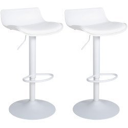 Lot de 2 tabourets de bar Aveiro, similicuir, blanc