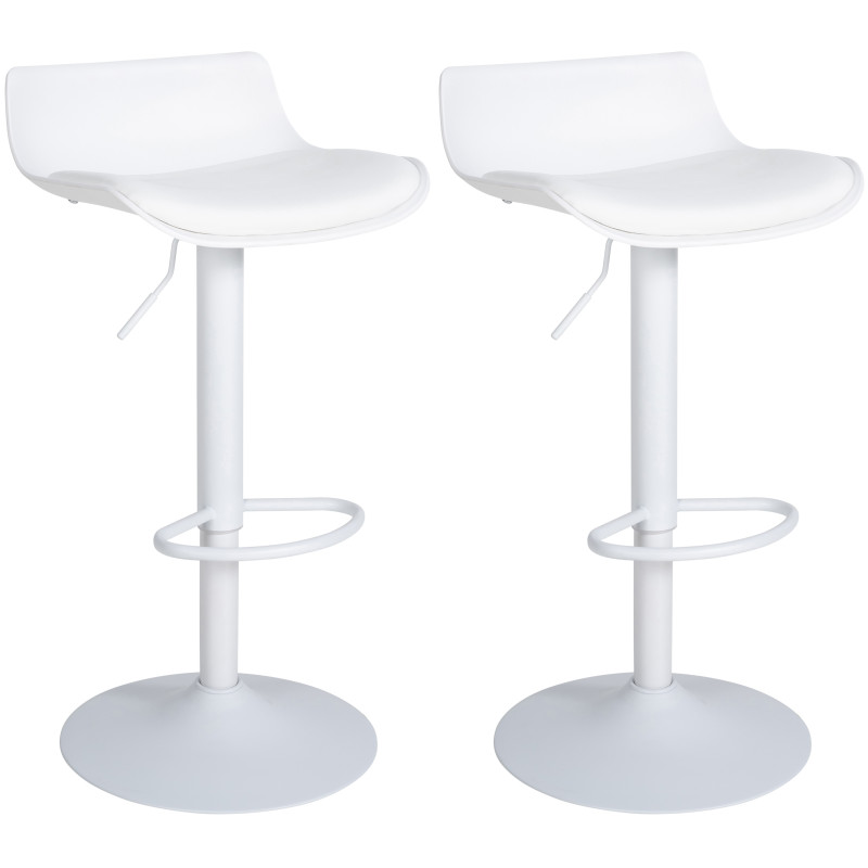 Ensemble de 2 tabourets de bar Aveiro en similicuir blanc