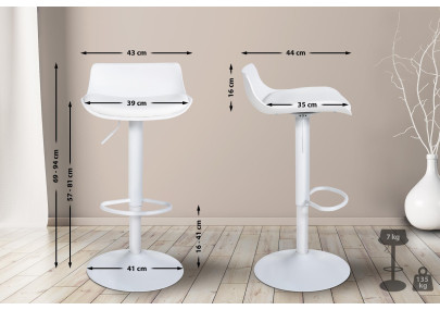 Juego de 2 taburetes de bar Aveiro, piel sintética, blancos