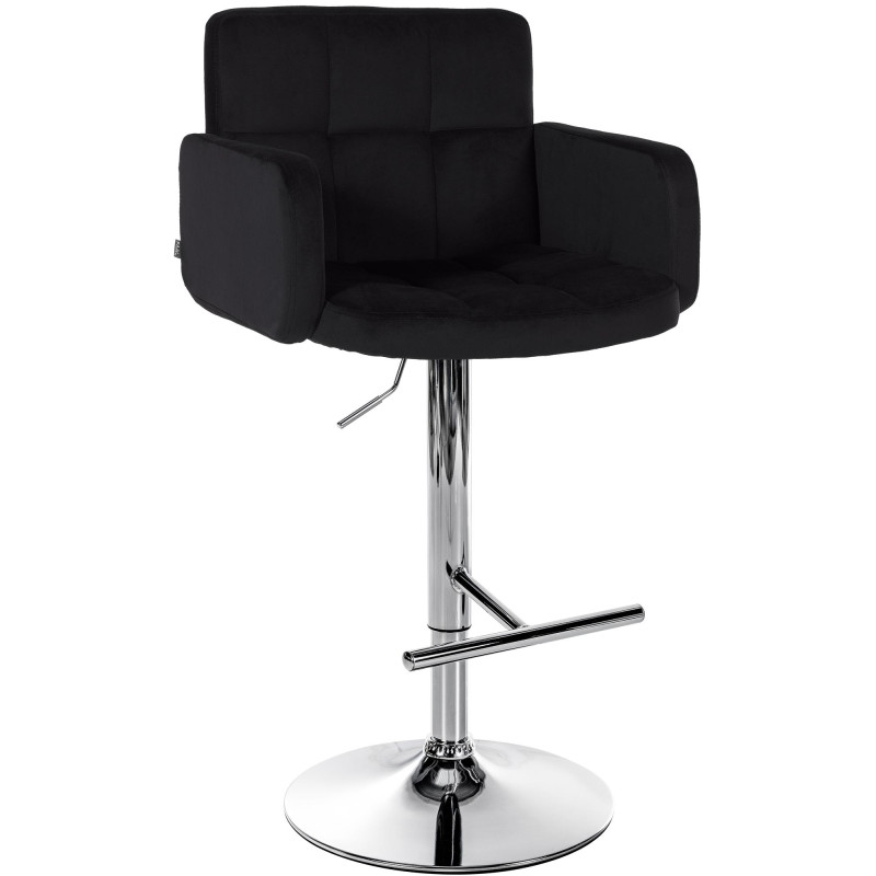 Tabouret de bar Los Angeles, velours, chrome, noir