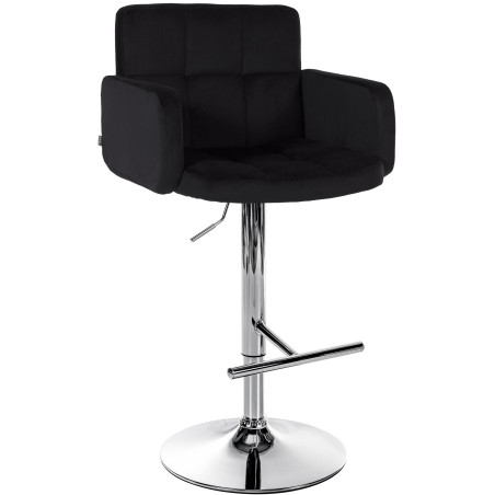 Tabouret de bar Los Angeles, velours, chrome, noir