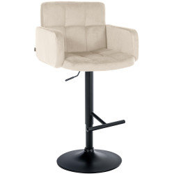 Tabouret de bar en velours noir, Los Angeles crème