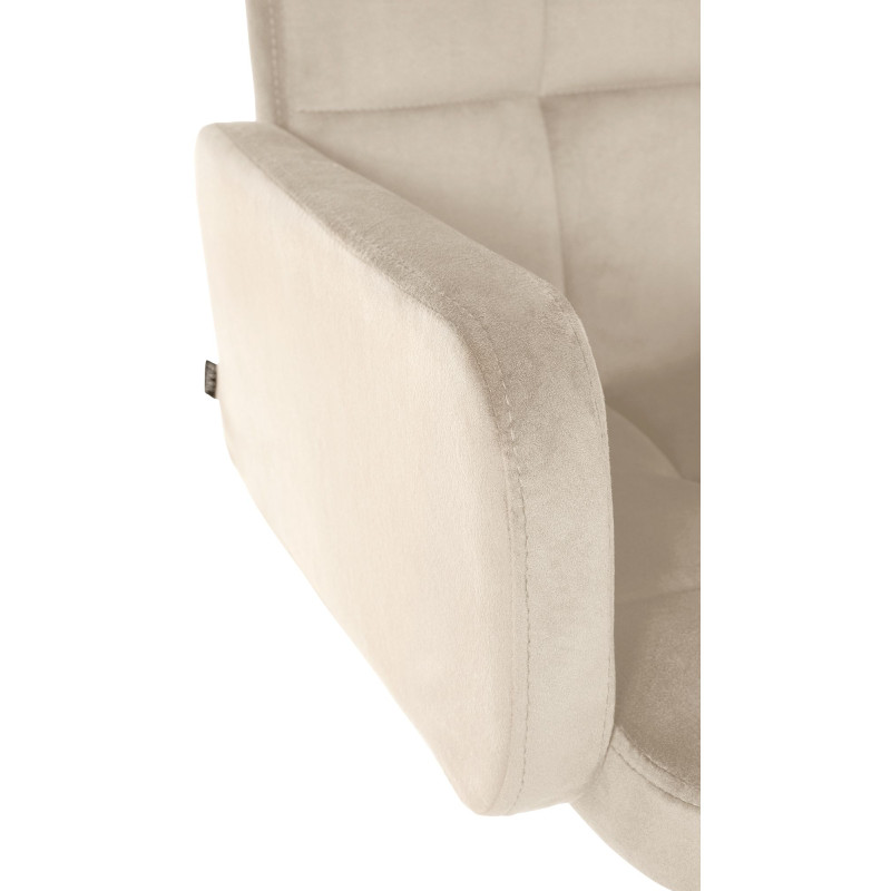 Tabouret de bar Los Angeles en velours chromé crème