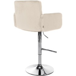 Tabouret de bar Los Angeles, velours, chrome, crème