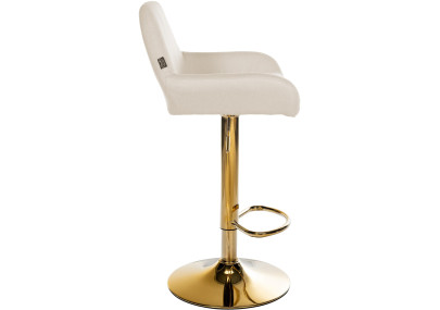 Tabouret de bar Braga Gold, tissu crème