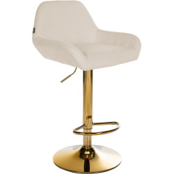 Tabouret de bar Braga en tissu doré crème