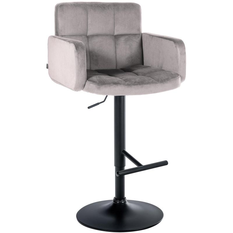 Tabouret de bar en velours noir, Los Angeles gris