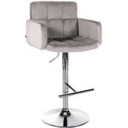 Tabouret de bar Los Angeles en velours chromé gris