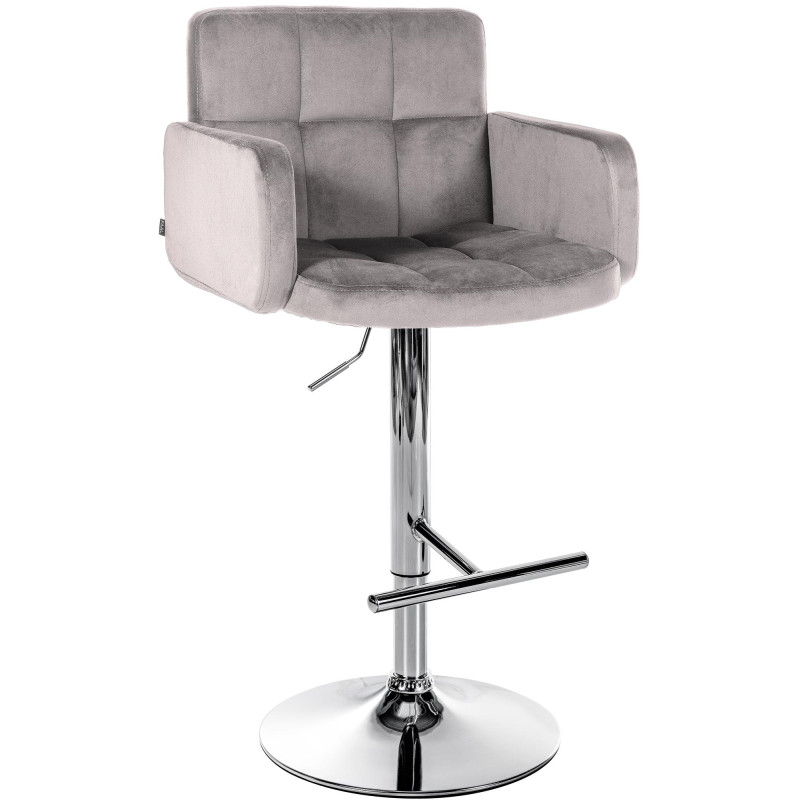 Tabouret de bar Los Angeles en velours chromé gris