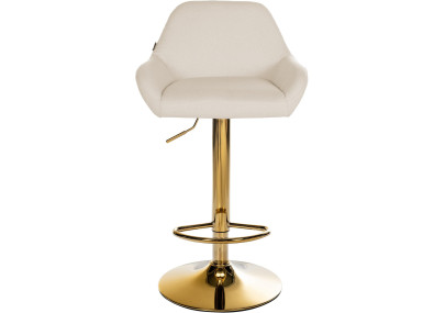Tabouret de bar Braga Gold, tissu crème