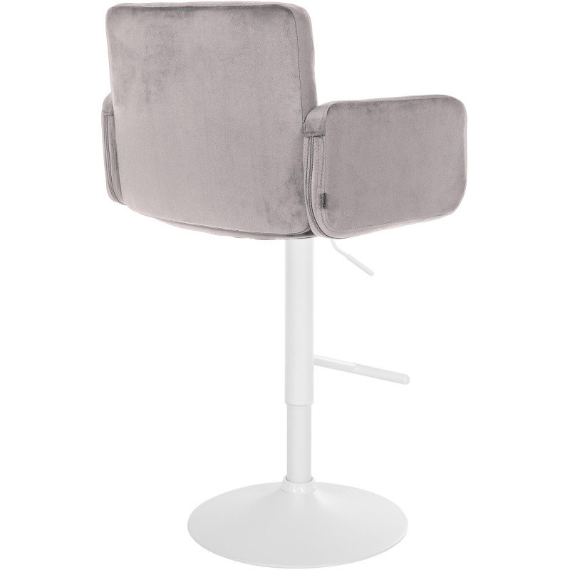 Tabouret de bar en velours blanc, Los Angeles gris