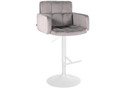 Tabouret de bar en velours Los Angeles, blanc/gris
