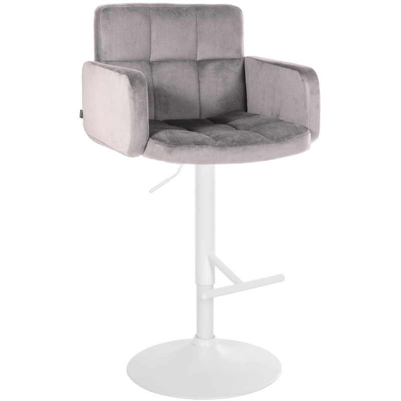 Tabouret de bar en velours Los Angeles, blanc/gris