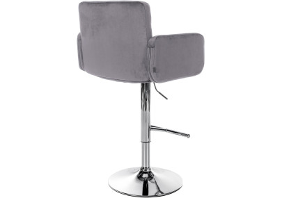 Tabouret de bar Los Angeles, velours, chrome, gris foncé