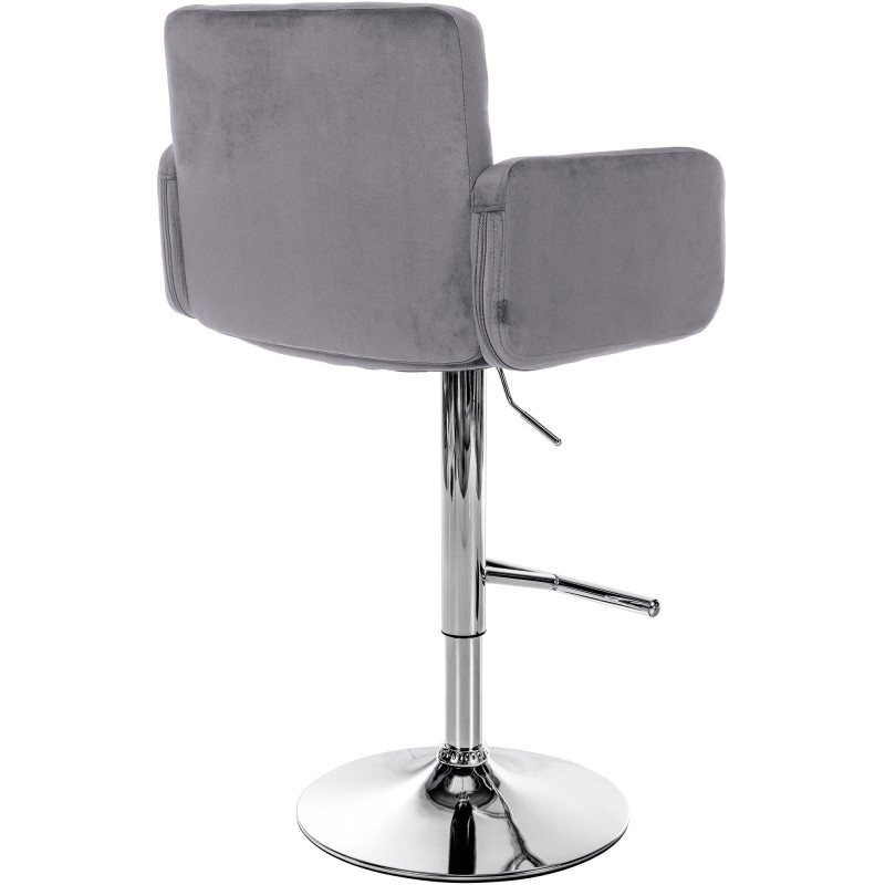 Tabouret de bar Los Angeles en velours chromé gris foncé