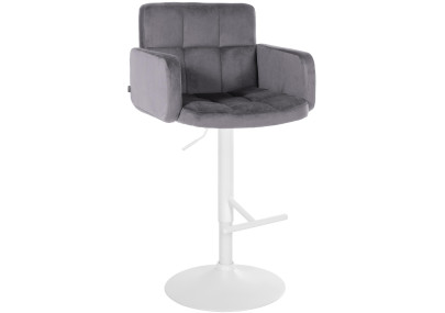 Tabouret de bar Los Angeles, velours, blanc/gris foncé