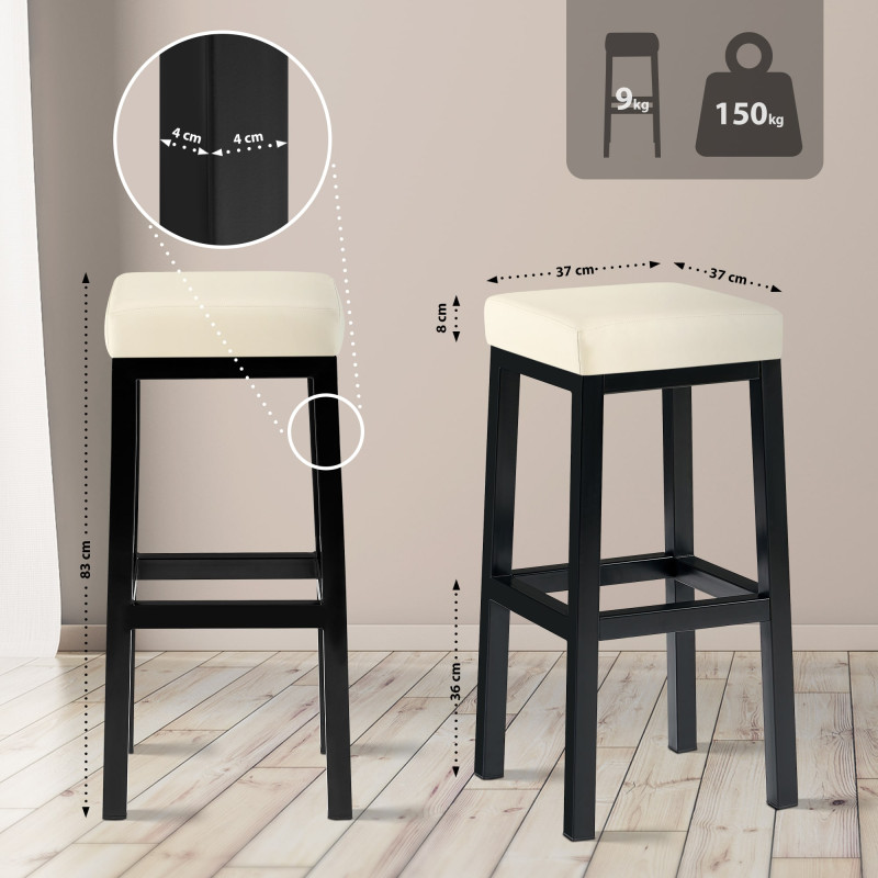 Tabouret de bar Taylor B85 en similicuir crème