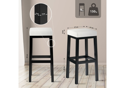 Sgabello da bar Taylor B85, similpelle, bianco