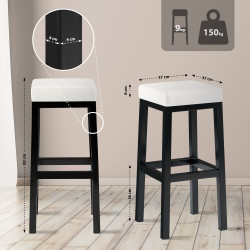 Tabouret de bar Taylor B85, similicuir, blanc