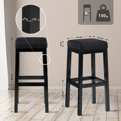 Sgabello da bar Taylor B85, tessuto grigio scuro