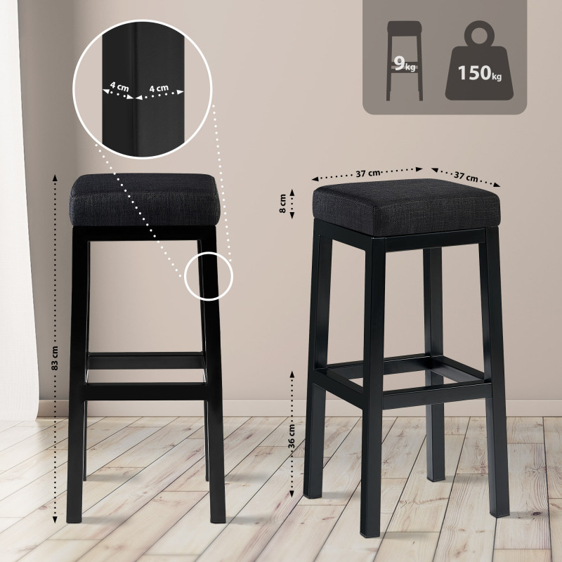 Taburete de bar Taylor B85, tapizado en tela gris oscuro